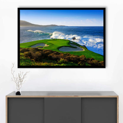 Pebble Beach Golf Links 07, Massive Monday Aerial At Califorlia, Framed Art Print Wall Decor, Picture Framed