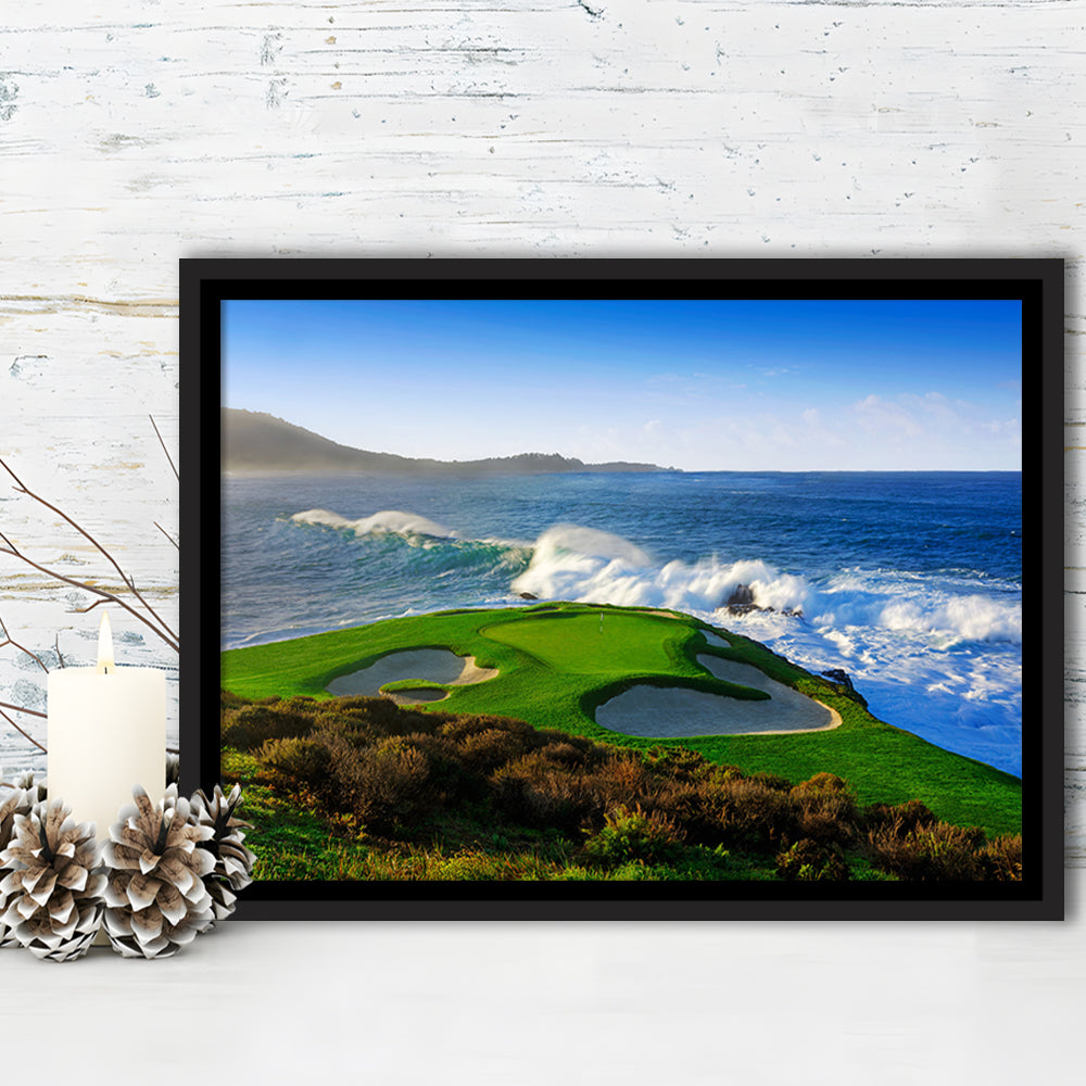 Pebble Beach Golf Links 07, Massive Monday Aerial At Califorlia, Floating Framed Canvas Print Wall Art