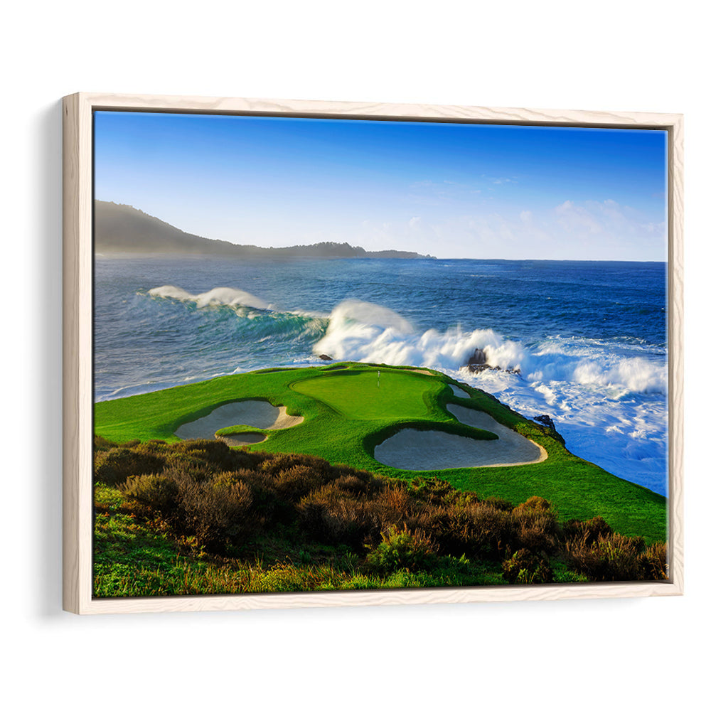Pebble Beach Golf Links 07, Massive Monday Aerial At Califorlia, Floating Framed Canvas Print Wall Art