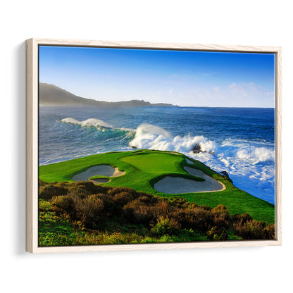 Pebble Beach Golf Links 07, Massive Monday Aerial At Califorlia, Floating Framed Canvas Print Wall Art
