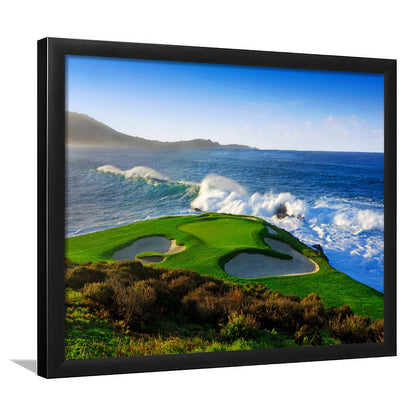 Pebble Beach Golf Links 07, Massive Monday Aerial At Califorlia, Framed Art Print Wall Decor, Picture Framed