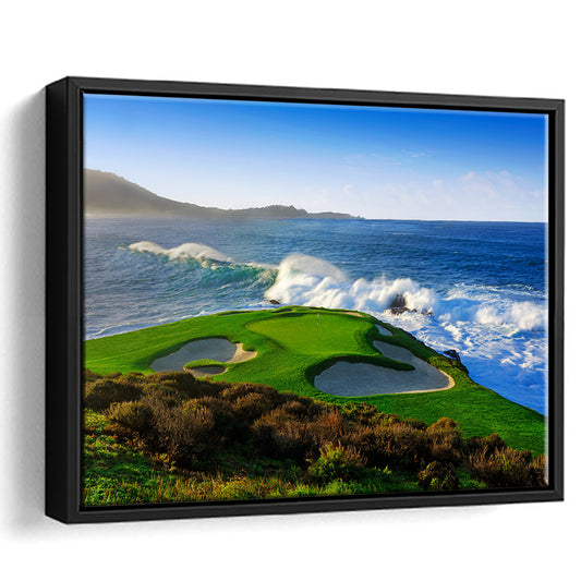 Pebble Beach Golf Links 07, Massive Monday Aerial At Califorlia, Floating Framed Canvas Print Wall Art