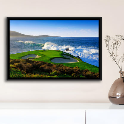 Pebble Beach Golf Links 07, Massive Monday Aerial At Califorlia, Floating Framed Canvas Print Wall Art