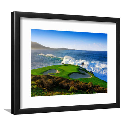 Pebble Beach Golf Links 07, Massive Monday Aerial At Califorlia, Goft Art Print, Framed Art Print White Border Wall Decor