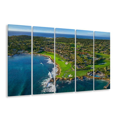 Pebble Beach Golf Links Aerial Hole 17 & 18, Welcome Home, California, Extra Large Canvas Print Wall Art