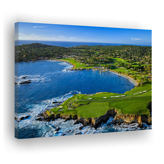 Pebble Beach Golf Links Aerial Hole 7 & 8, Arrowhead Point, California, Golf Art Print