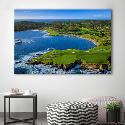 Pebble Beach Golf Links Aerial Hole 7 & 8, Arrowhead Point, California, Golf Art Print