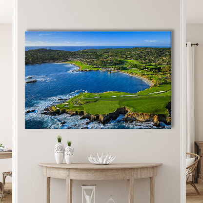 Pebble Beach Golf Links Aerial Hole 7 & 8, Arrowhead Point, California, Golf Art Print