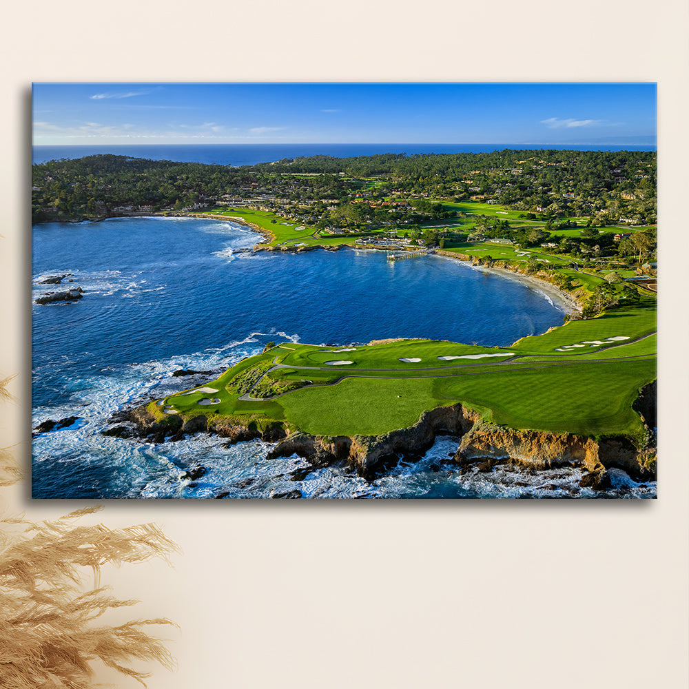 Pebble Beach Golf Links Aerial Hole 7 & 8, Arrowhead Point, California, Golf Art Print