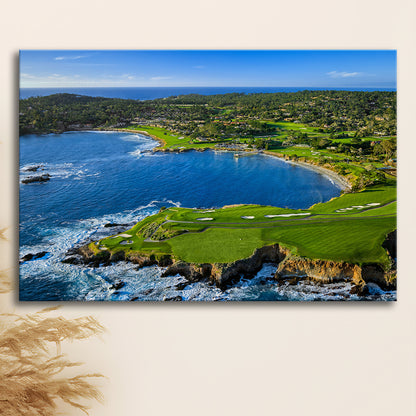 Pebble Beach Golf Links Aerial Hole 7 & 8, Arrowhead Point, California, Golf Art Print