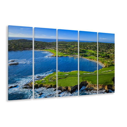 Pebble Beach Golf Links Aerial Hole 7 & 8, Arrowhead Point, California, Extra Large Canvas Print Wall Art