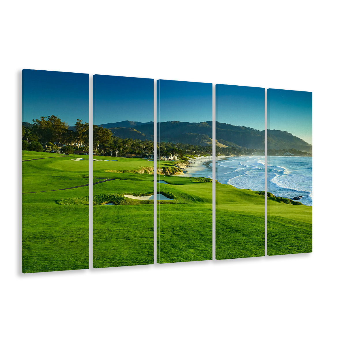 Pebble Beach Golf Links Hole 09 Perfect Set, Pebble Beach, California, Extra Large Canvas Print Wall Art