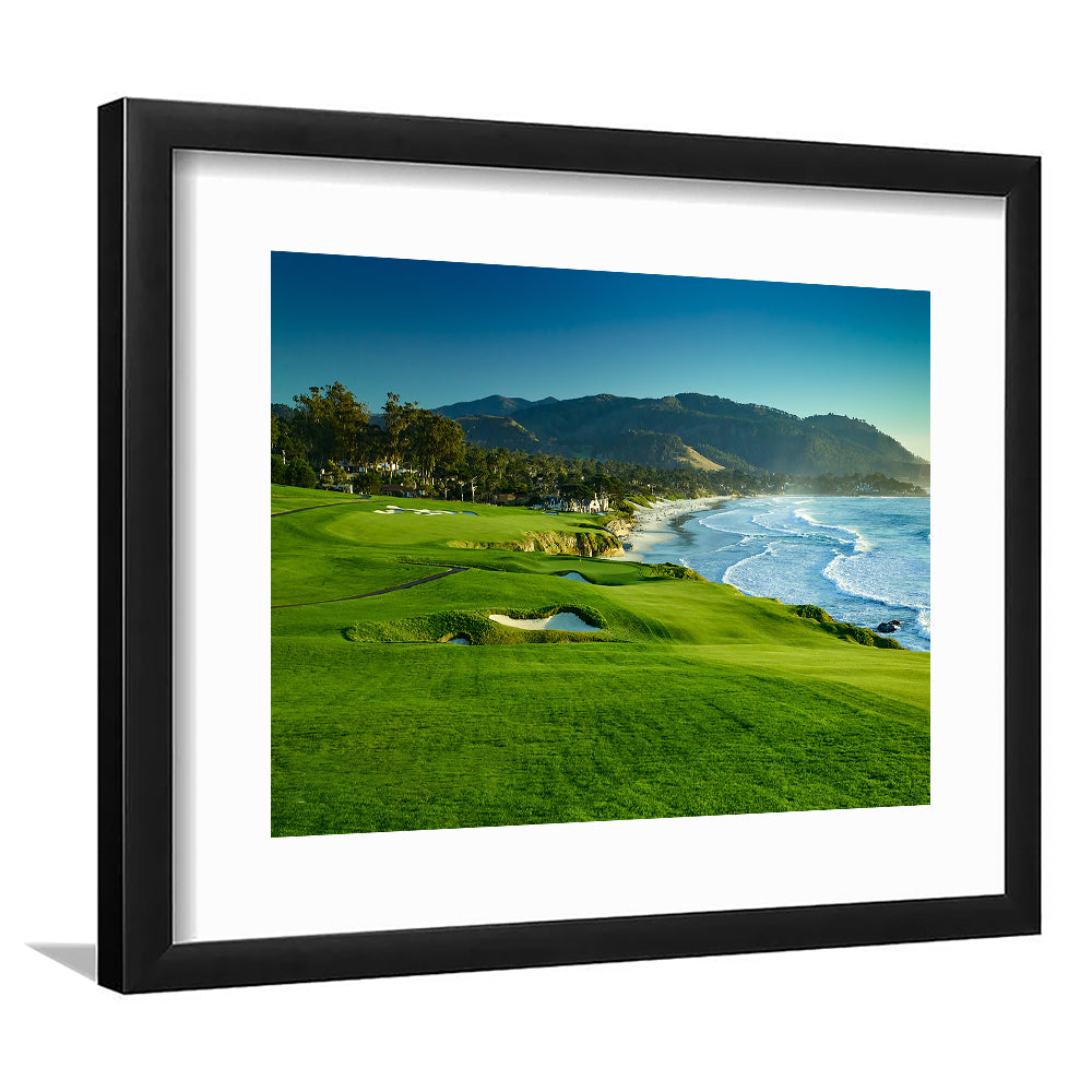 Pebble Beach Golf Links Hole 09 Perfect Set, Pebble Beach, California, Goft Art Print, Framed Art Print White Border