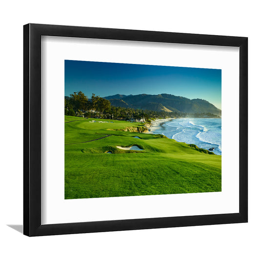 Pebble Beach Golf Links Hole 09 Perfect Set, Pebble Beach, California, Goft Art Print, Framed Art Print White Border