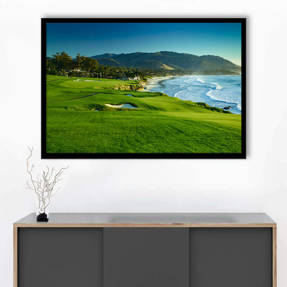 Pebble Beach Golf Links Hole 09 Perfect Set, Pebble Beach, California, Framed Art Print Wall Decor, Picture Framed