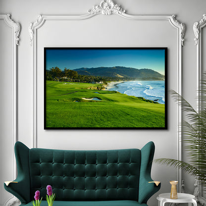 Pebble Beach Golf Links Hole 09 Perfect Set, Pebble Beach, California, Framed Art Print Wall Decor, Picture Framed