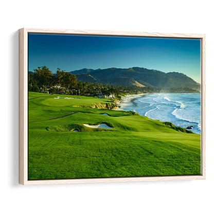 Pebble Beach Golf Links Hole 09 Perfect Set, Pebble Beach, California, Framed Canvas Print Wall Art
