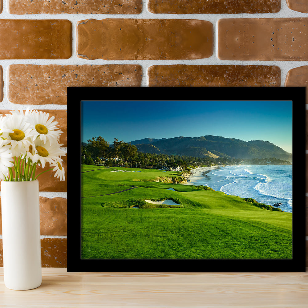 Pebble Beach Golf Links Hole 09 Perfect Set, Pebble Beach, California, Framed Art Print Wall Decor, Picture Framed