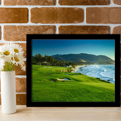 Pebble Beach Golf Links Hole 09 Perfect Set, Pebble Beach, California, Framed Art Print Wall Decor, Picture Framed
