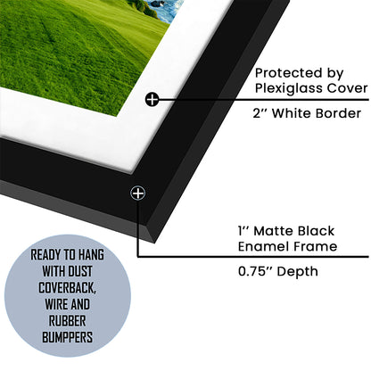 Pebble Beach Golf Links Hole 09 Perfect Set, Pebble Beach, California, Goft Art Print, Framed Art Print White Border