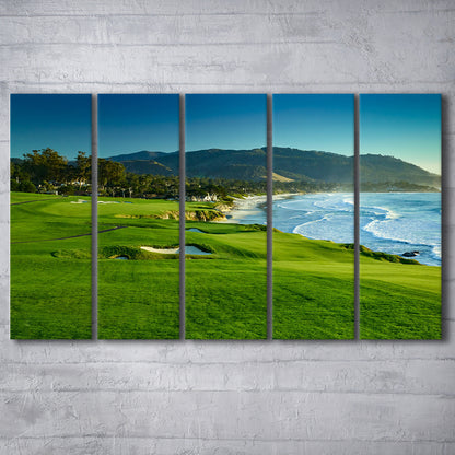 Pebble Beach Golf Links Hole 09 Perfect Set, Pebble Beach, California, Extra Large Canvas Print Wall Art