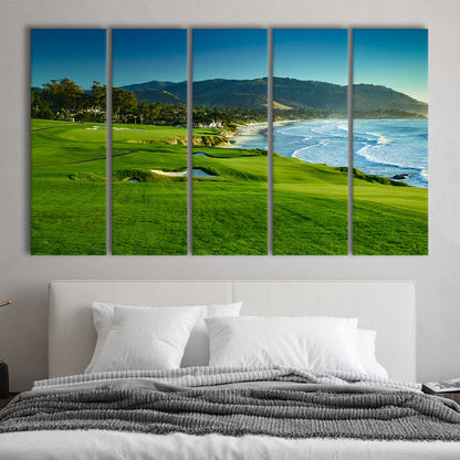 Pebble Beach Golf Links Hole 09 Perfect Set, Pebble Beach, California, Extra Large Canvas Print Wall Art