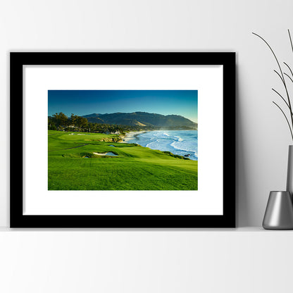 Pebble Beach Golf Links Hole 09 Perfect Set, Pebble Beach, California, Goft Art Print, Framed Art Print White Border