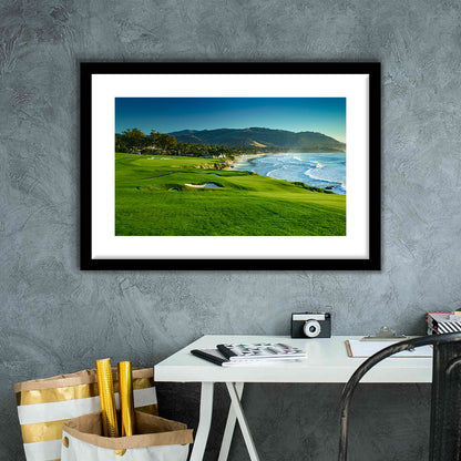 Pebble Beach Golf Links Hole 09 Perfect Set, Pebble Beach, California, Goft Art Print, Framed Art Print White Border