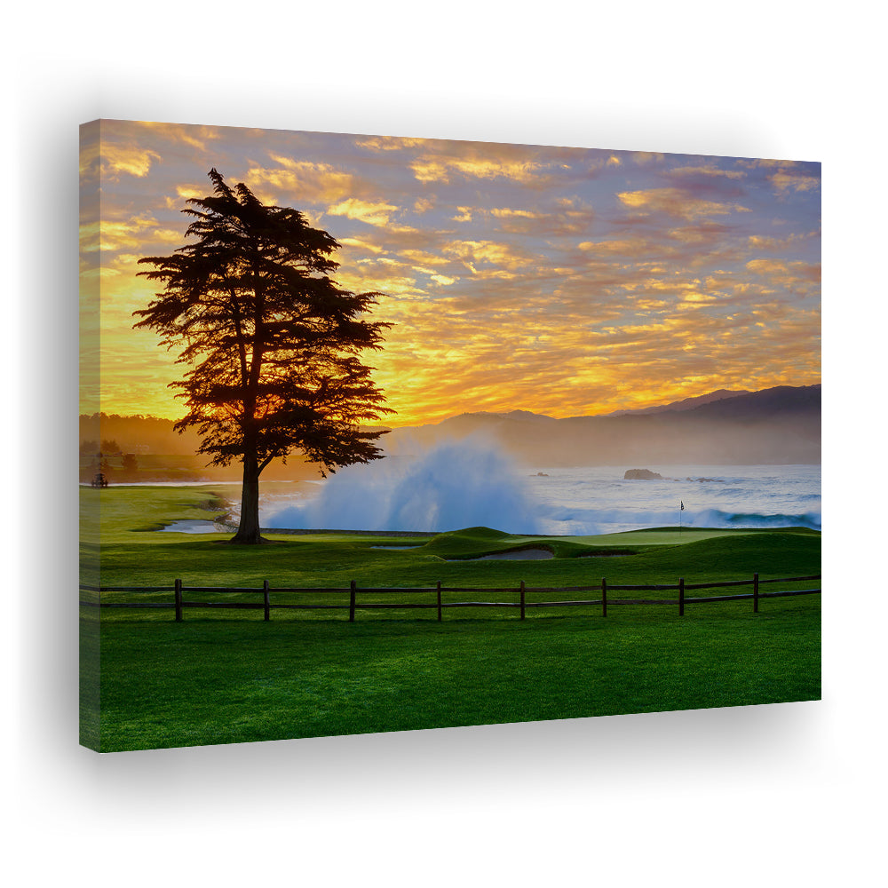 Pebble Beach Golf Links Hole 18, Awakening , Pebble Beach, California, Golf Art Print