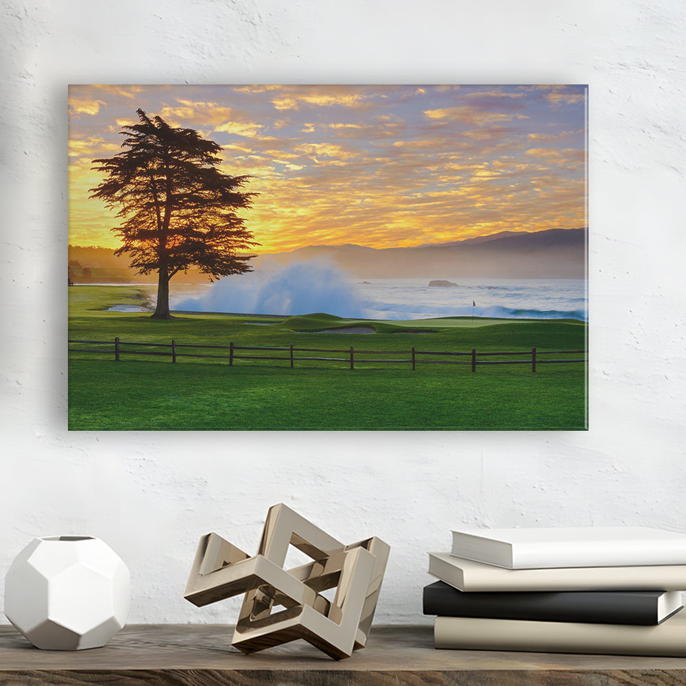 Pebble Beach Golf Links Hole 18, Awakening , Pebble Beach, California, Golf Art Print
