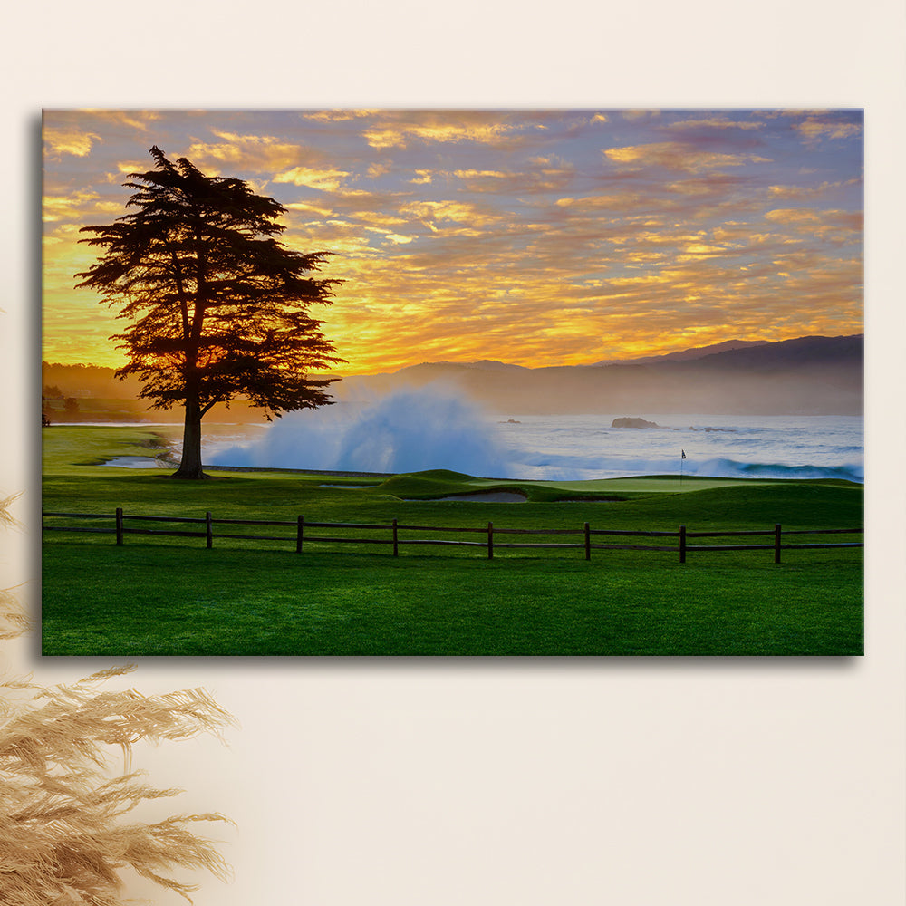 Pebble Beach Golf Links Hole 18, Awakening , Pebble Beach, California, Golf Art Print
