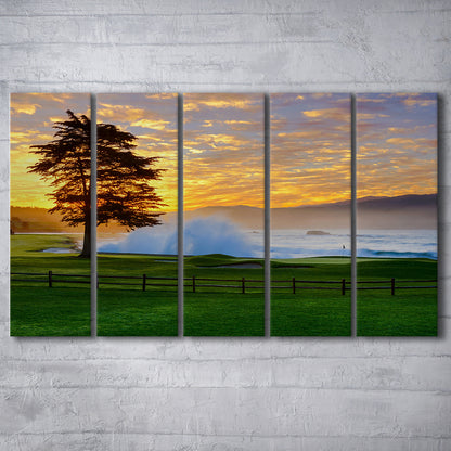 Pebble Beach Golf Links Hole 18, Awakening , Pebble Beach, California, Extra Large Canvas Print Wall Art