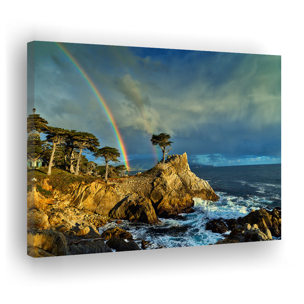 Pebble Beach Golf Links Lone Cypress Pot Of Gold, California, Golf Art Print,Gifts Golf Lover