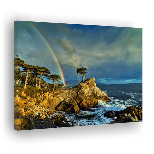 Pebble Beach Golf Links Lone Cypress Pot Of Gold, California, Golf Art Print,Gifts Golf Lover
