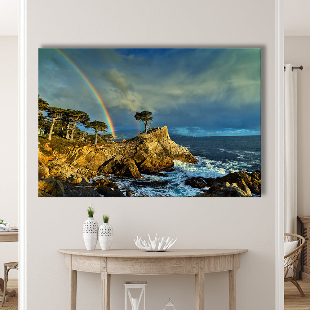 Pebble Beach Golf Links Lone Cypress Pot Of Gold, California, Golf Art Print,Gifts Golf Lover