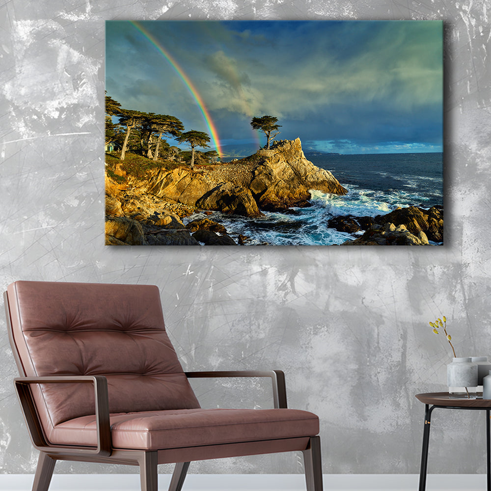Pebble Beach Golf Links Lone Cypress Pot Of Gold, California, Golf Art Print,Gifts Golf Lover