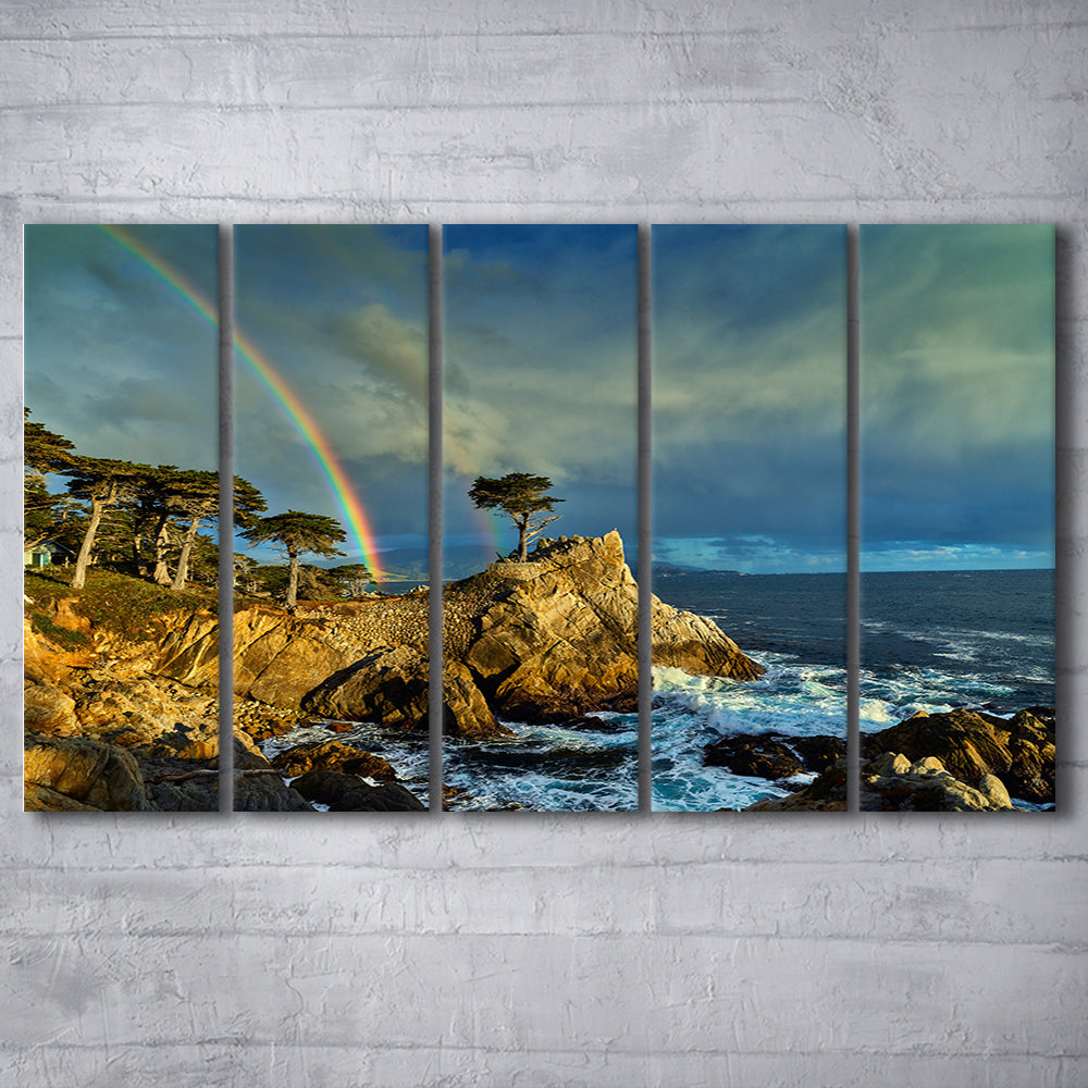 Pebble Beach Golf Links Lone Cypress Pot Of Gold, California, Golf Art Print, Extra Large Canvas Print Wall Art