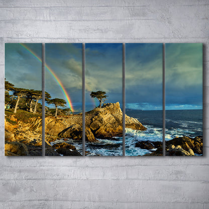 Pebble Beach Golf Links Lone Cypress Pot Of Gold, California, Golf Art Print, Extra Large Canvas Print Wall Art