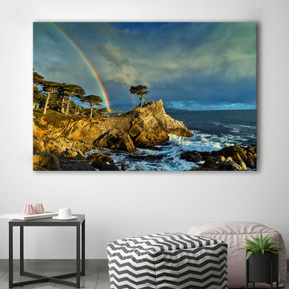 Pebble Beach Golf Links Lone Cypress Pot Of Gold, California, Golf Art Print,Gifts Golf Lover