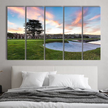 Pebble Beach Golf Resort, Hole 18 Fine Art, Golf Art Print, Extra Large Canvas Print Wall Art