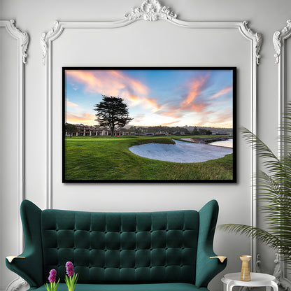 Pebble Beach Golf Resort, Hole 18 Fine Art, Framed Art Print Wall Decor, Picture Framed