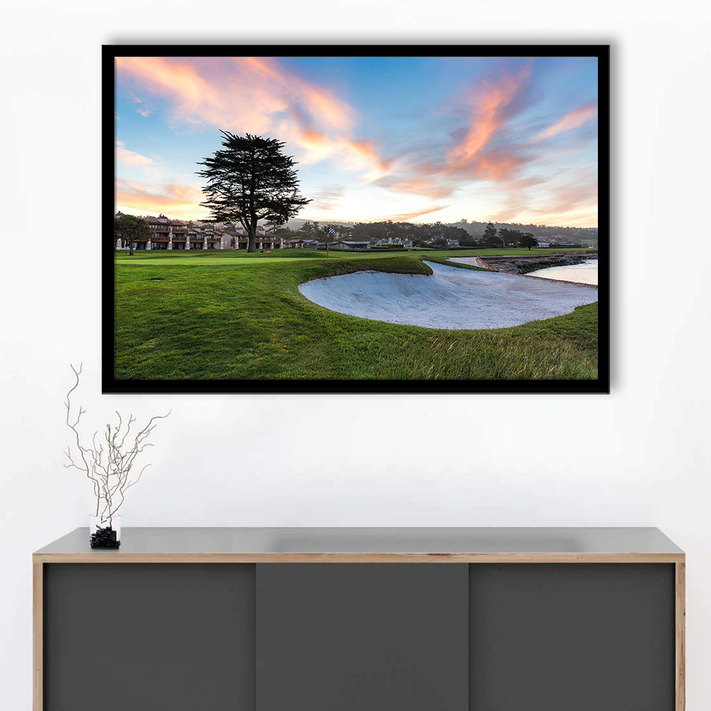 Pebble Beach Golf Resort, Hole 18 Fine Art, Framed Art Print Wall Decor, Picture Framed