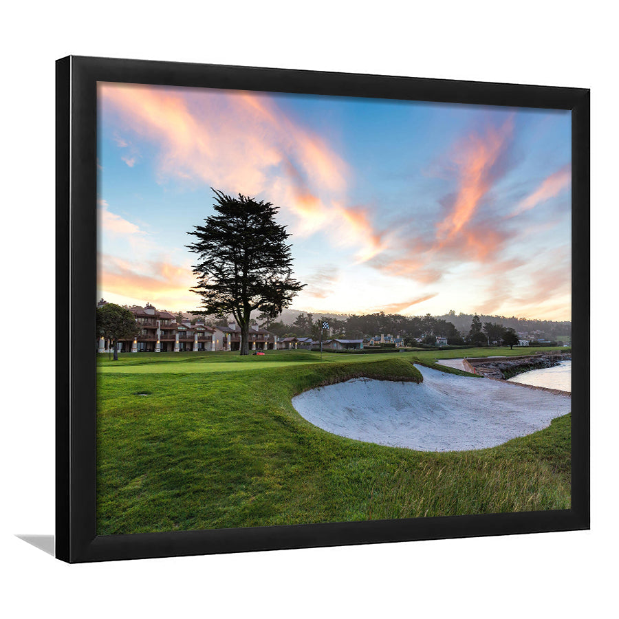 Pebble Beach Golf Resort, Hole 18 Fine Art, Framed Art Print Wall Decor, Picture Framed