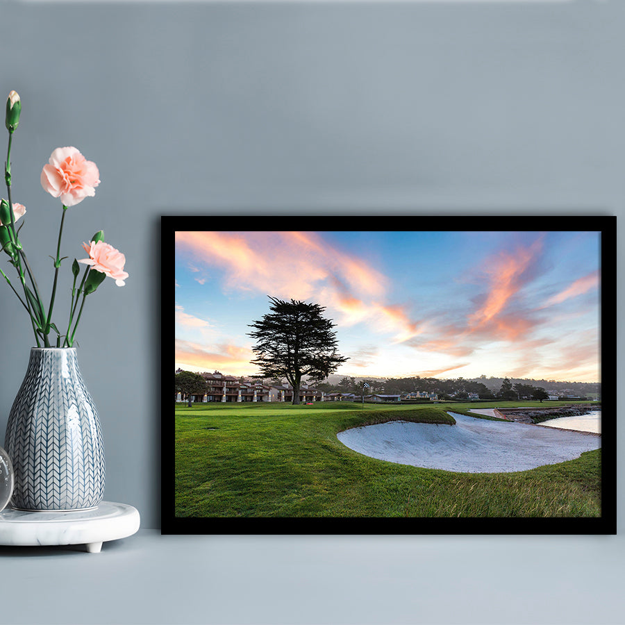 Pebble Beach Golf Resort, Hole 18 Fine Art, Framed Art Print Wall Decor, Picture Framed