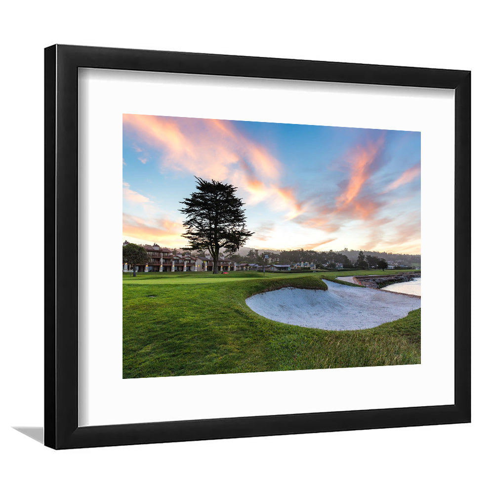 Pebble Beach Golf Resort, Hole 18 Fine Art, Goft Art Print, Framed Art Print White Border Wall Decor