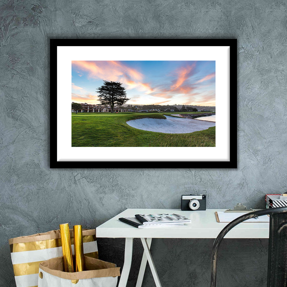 Pebble Beach Golf Resort, Hole 18 Fine Art, Goft Art Print, Framed Art Print White Border Wall Decor