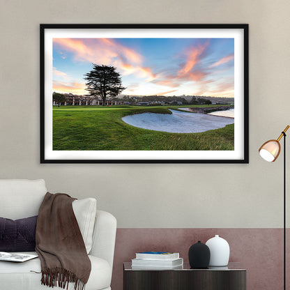 Pebble Beach Golf Resort, Hole 18 Fine Art, Goft Art Print, Framed Art Print White Border Wall Decor