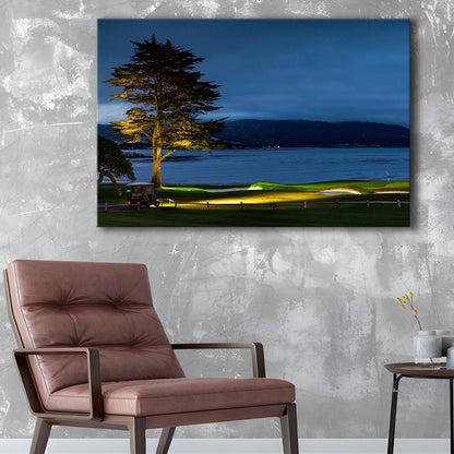 Pebble Beach Golf Resort, Hole 18 At Night Fine Art, Golf Art Print,Gifts Golf Lover
