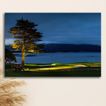Pebble Beach Golf Resort, Hole 18 At Night Fine Art, Golf Art Print,Gifts Golf Lover