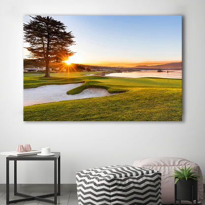 Pebble Beach Golf Resort, Sunrise On Hole 18 Fine Art, Golf Art Print,Gifts Golf Lover